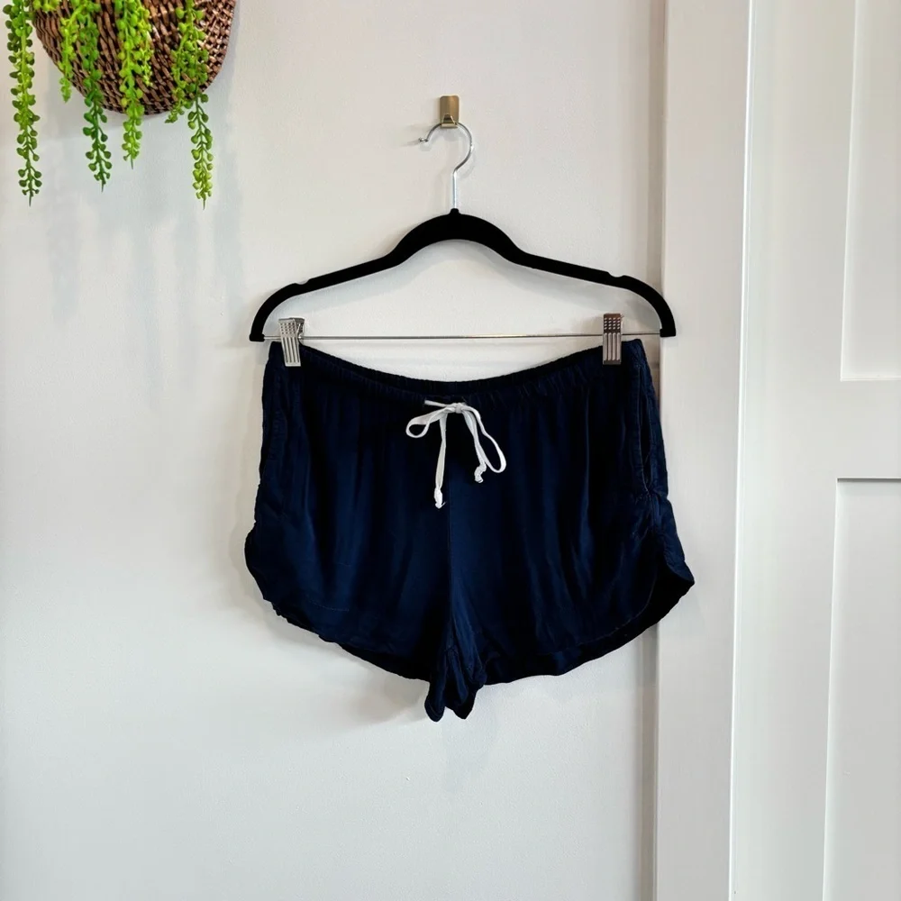 Brandy Melville Womens Navy Blue Elastic Waist Drawstring PullOn Shorts One Size